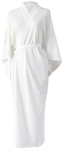 Wedhapy Kimonos para Mujer Japonés Kimonos Japoneses para Mujer Kimono Japonés Tradicional Blanco Sólido con Cinturón Talla única Bata Japonesa Mangas Largas Forro Yukata Pijamas