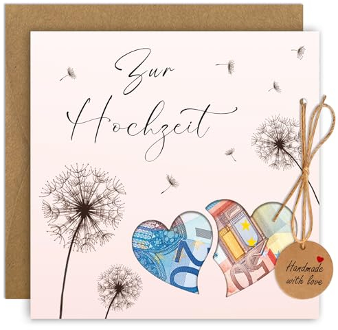 Hochzeitskarte Geldgeschenk, Pusteblume Geldverpackung zur Hochzeit, Premium Hochzeitsgeschenke für Brautpaar, Geldgeschenk Hochzeit Glückwunschkarte Personalisiert