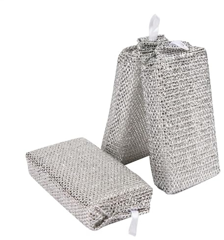 Stracci per lavare i piatti – Asciugamani portatili in rete | Asciugamani in lana d'acciaio adatti | Stracci per lavare i piatti | Straccio riutilizzabile in metallo | 3 forniture da cucina