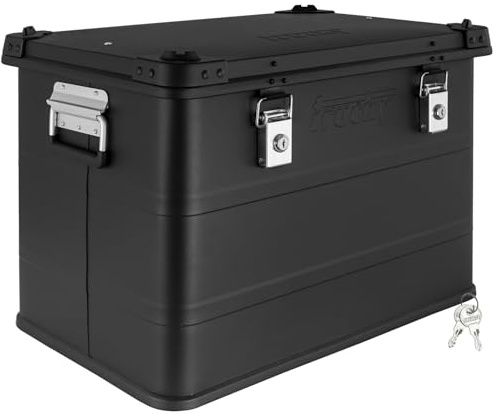 Aluminium Box mit Deckel Schwarz Alu Kiste Alukiste Auswahl Transportbox Metallbox Aufbewahrungsbox Boxen Abschliessbar Metallkiste Trucky, Größe:75 L
