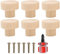 WOLMIK Lot de 6 boutons de meuble en bois - 30 x 23 mm - Pour porte d'armoire, tiroir, armoire, boîte à chaussures - Avec un tournevis