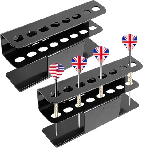 Soporte para Dardos, de Acrílico Negro para 16 Dardos, 2 Piezas Dart Holder Resistente, Almacenamiento Dardos En La Pared, Apto para Dardos de Acero y Dardos Blandos, Accesorio para Cualquier Diana