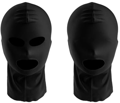 Bojueshaw 2-Pack Full Cover Hood Masks,Breathable Black Face Mask,Eye & Mouth Openings for Couple Games,Cosplay,Halloween & Role Playing