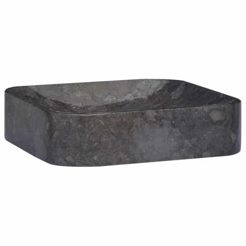 Vasque À Poser with Marbre, Design Élégant, Lavabo Salle de Bain, Lave Main, Meuble Vasque Salle de Bain, Noir, 40 x 40 x 10 cm