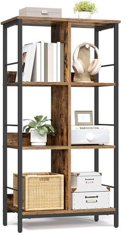 VASAGLE Bookcase, Bookshelf, Ladder Shelf 3-Tier, Display Storage Rack Shelf, for Office, Living Room, Bedroom, 30 x 60 x 114 cm, Industrial, Rustic Brown and Ink Black LLS178KD01