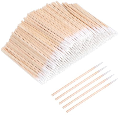 YBEATY 1000 Pcs Pointed Tips Cotton Swab Precision Microblading Cotton Swabs Wooden Handle Buds Sticks Tipped Applicator Supplies for Nail Polish Cleaning Correcting Makeup Eyebrow Tattoo Beauty
