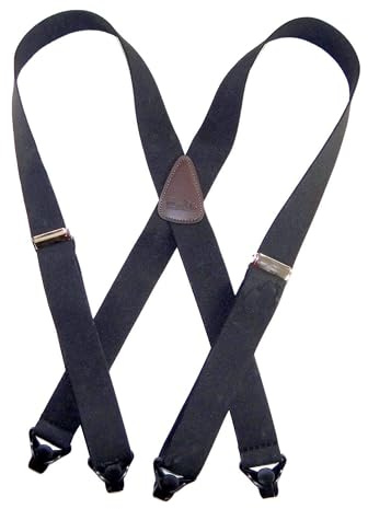 Holdup Suspender Company Men's Black 1 1/2'' Heavy Duty Clip Suspenders for Snow Sports Enthusiasts