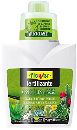 Flower - Fertilizante Líquido para Cactus y Plantas Crasas | Crecimiento Fuerte y Equilibrado | Con Aminoácidos Naturales | Evita Pérdida de Elasticidad, 300 ml, 9.3x6.2x15.2 cm, Abono Líquido