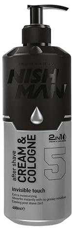 NISHMAN Crema Aftershave Cologne 05 - Invisible Touch 400ml – 2en1 Crema & Cologne, Aftershave Extra Hidratante para Hombre – Loción Hidratante Refrescante & Refrigante Post-Afeitado