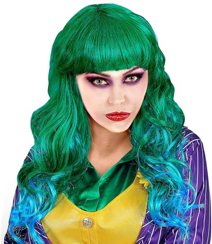 Widmann 02077 – peruk onda clown, turkosblå, mördare clown, halloween temafest, karneval