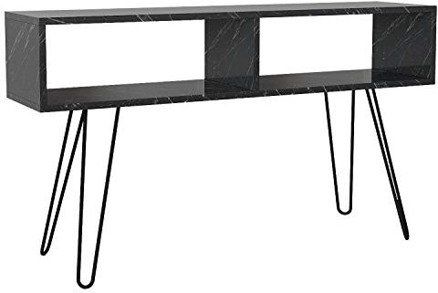 moebel17 5248 Alya TV Board Lowboard Fernsehtisch Fernsehschrank Sideboard Fernseh Schrank Tisch mit Metallfüßen für Wohnzimmer, Marmor optik, Dunkelgrau, Holz, 2 Ablagefächer 120 x 68,1 x 29,5 cm