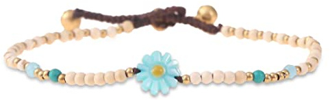 Made by Nami Tobillera Mujer Impermeable - Pulsera de Tobillo Ajustable Boho con Perlas Algodón