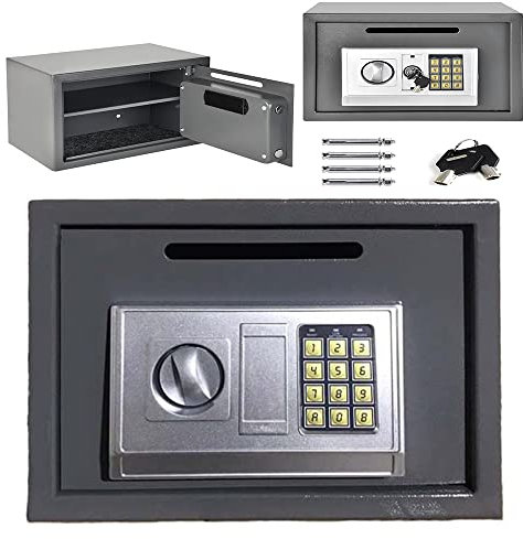 Large Digital Electronic Security Safe Box Fireproof Safe with Digital Keypad,16L Steel Construction Cash Safe for Home Business Jewelry Office Hotel Money Document,Wall Floor Anchoring