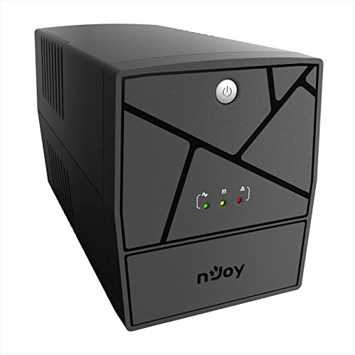 NJOY 2000 Gruppo di Continuità 2000VA 1200 Watt, Line Interactive, UPS 1200W per Computer PC e Modem, AVR, 4x Schuko, Software per Gestione, 2 Batterie 12V-9Ah