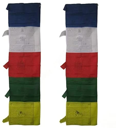 Drapeau de prière bouddhiste vertical | Grand drapeau de prière bouddhiste en coton 195 x 45 cm