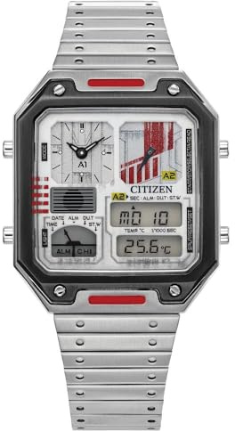 Citizen Men's Star Wars Rebel Pilot Vintage Ana-Digi Quartz Stainless Steel Watch, Rectangular