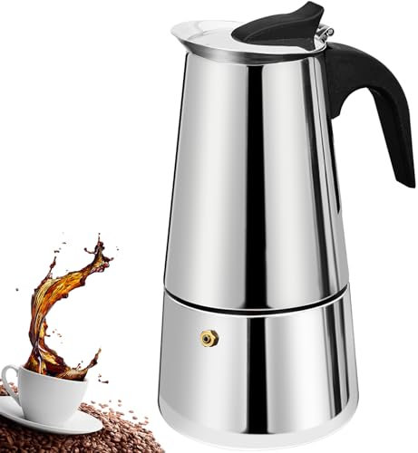 DITOSH 6 Tasse Stovetop Espresso Maker Stainless Steel Moka Pot Espresso Maker Percolator Italian Coffee Maker Capable Mocha Coffee Machine Cafe Classic Maker for Home et Camping 300ml 10oz