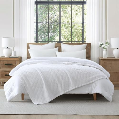 Tahari Home – full storlek filt, mjuk diamant texturerad bomullsfilt, mysig rumsdekor (Shelley ljusvit, full/drottning)
