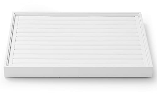 Papten PU Leather Jewellery Earrings Rings Cufflink Display Organiser Box Tray Holder‌ - 8-Slot Compact Jewellery Organiser Tray Storage‌(White)