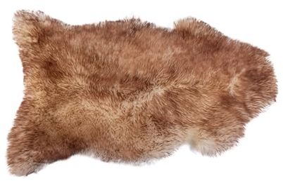 KABAJA Lammfell Echt - Teppich Flauschig - Natürliche Schaffell Mufflon 120-130 cm - Deko Wohnzimmer Fell Decken - Weich Schaffelldecke - Schlafzimmer Lammfelle - Naturfell