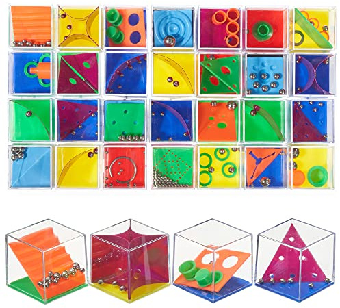 THE TWIDDLERS 56 Pack Mini Brain Teaser Puzzle Cubes - Bulk Kids Party Bag Fillers & Classroom Rewards - Assorted Maze Games for Schools, Weddings & Large Events