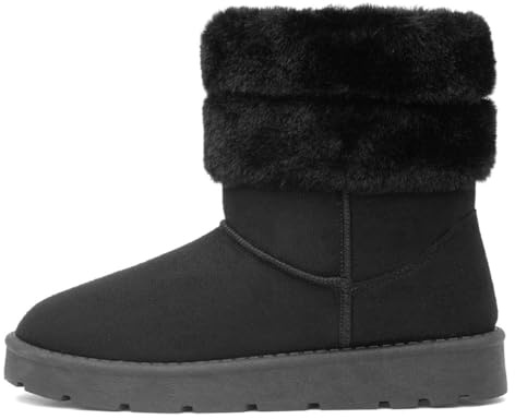 Lilley Mae Womens Black Faux Fur Ankle Boot - Size 7 UK - Black