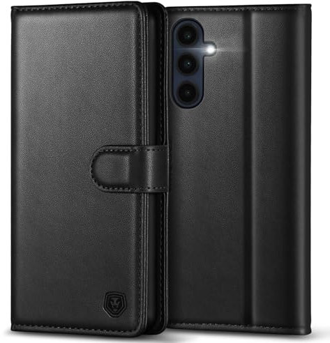 Kuafcase for Samsung A16 Case with 4 Card Slots Magnetic Closure Kickstand Shockproof Protective Phone Case for Samsung A16 - Black