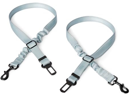 Amazon Basics Dog Seat Belt, Adjustable Dog Car Harness, Adjustable Belt:26.3inch, Collapsible Travel Bowl:5.1 x 2.2 inches / 0.6 inch, Black/Blue/Orange