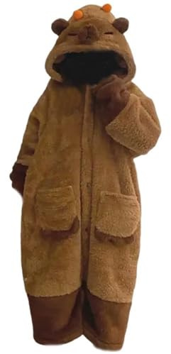 Lpitoy Söt capybara pyjamas med huva nattkläder för inomhus utomhusresor, rolig djurkostym cosplay fest halloween juldräkt