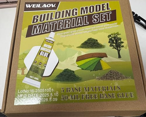 SHOPPGO colle pour Maquette, 100ml Colle Modelisme+4 Pièces Fausse Herbe Maquette, Herbe Artificielle 3-5mm