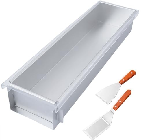 Lezekar Rectangular Cake Pan Aluminum Cheesecake Pan Includes Acrylic Lid & 304 Stainless Steel Metal Spatula Removable Frame Bundt Cake Baking Molds for Tiramisu Cheesecake Mousse(Removable) (1)