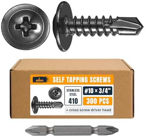 ALBO 300 PCS, #10 x 3/4 Self Tapping Screws for Metal, 410 Stainless Steel Screws, Magnetic Self Drilling Sheet Metal Screws for HVAC, Metal Studs & Thin Sheet