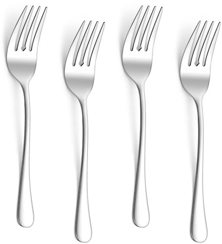 E-far Large Serving Forks Set of 4, 9.9 Inch Stainless Steel Serving Utensils Set, Big Buffet Forks for Party Catering Wedding Kitchen Restaurant, Dishwasher Safe