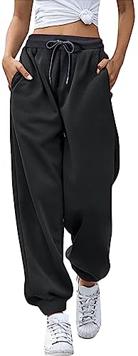 Jogging Large Femme Pantalon Femme Taille Elastique Jogging Large Hiver Pantacourt Sport Baggy De Pantalons Survetement Chic Et Elegant Grande Detente Travail Bas Léger Coton Élastique Ample Yoga