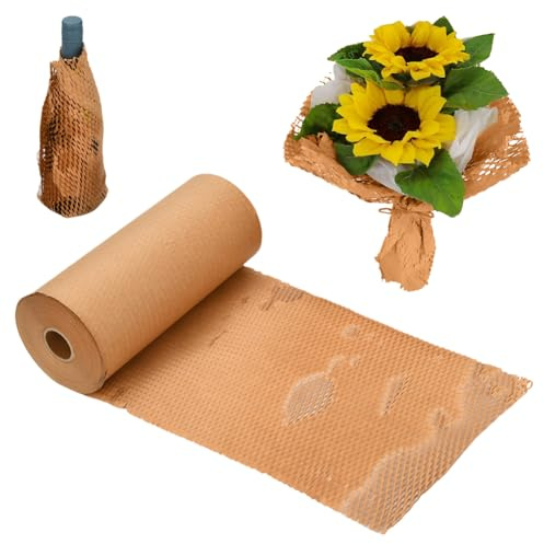 Papel de panal de abeja Material de embalaje 38 cm x 50 m, lámina de papel de embalaje de papel de embalaje, material de relleno de paquetes, alternativa ecológica a la lámina de burbujas, papel de