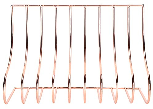 Roséguld S-format smidesjärn bokstativ – snygg tidningshållare och arkivförvaring för hemmakontor skrivbord – elegant design för böcker och tidskrifter