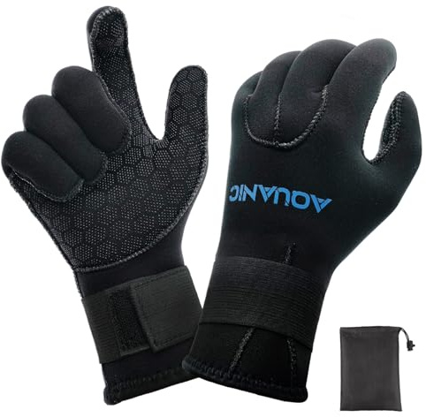 Rigrig Neoprene Gloves 3mm Scuba Diving Gloves with Waterproof Bag, Anti-Slip Warm Wetsuit Water Gloves with Adjustable Strap for Diving, Swimming, Sailing, Snorkeling and Surfing, X-Large