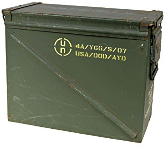 US munizioni scatola Taglia 9 Verde Oliva usato 48 X 22 X 37 cassetta degli attrezzi in metallo scatola