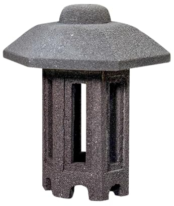 IDYL Lavastein Stein Laterne Oki Gata III | Höhe 35cm | frostfest |Asiatische Gartendeko |massives Naturprodukt | Handarbeit | Wintergarten | Steinlaterne