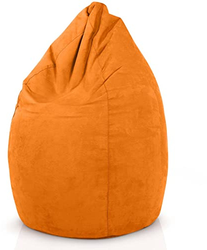 Green Bean Sitzsack mit Rückenlehne 60x60x90cm - Indoor Sitzkissen 220L Füllung Kuschelig Waschbar - Bean Bag Bodenkissen Lounge Chair Sitzhocker - Orange