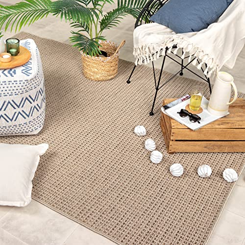 FRAAI | Home & Living In- & Outdoor Jute Teppich - Fora Melange Natural - Wetterfest - Polypropylen - Flachgewebe - Wohnzimmer, Esszimmer, Schlafzimmer, Balkon, Garten/Terrasse - Terrasse - Rug