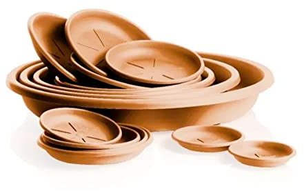 Mondo Viro - Plato para macetas redondas y de ratán de varios tamaños y colores en polipropileno o resina (redondo, diámetro 32 x 4,2, terracota)