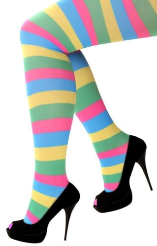 krautwear Damstrumpbyxor nätstrumpbyxor kostym karneval 80-tals en storlek passar alla, färgglad, one size