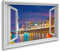 islandburner Prime Bild auf Leinwand Fensterblick Nachtszene des Rheins bei Nacht Düsseldorf Bilder Wandbilder Poster