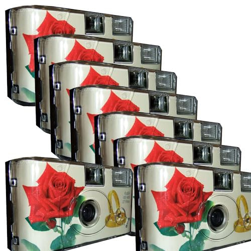 8X 1A Photo PORST Einwegkamera Partykamera Hochzeitskamera Edition rote Rose+Ringe je 27 Aufnahmen (8er Pack)