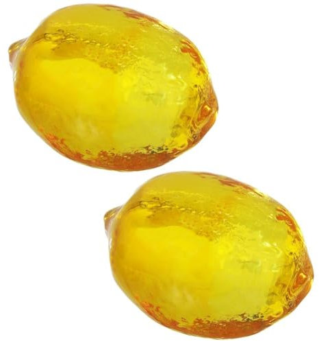 Crystal Lemon Collectible Figurines Paperweight Glass Fruit Figurine Centerpiece Ornaments Home Decor Gift for Christmas Day, Birthday