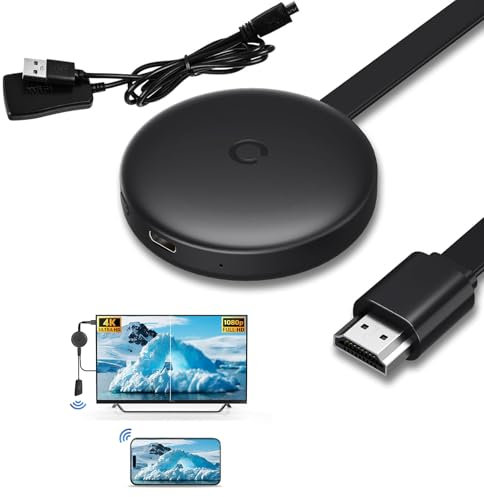 Wireless HDMI Display Adapter, Plug & Play, 4K HDR Screen Mirroring Display Dongle, 2.4/5GHz Wireless HDMI Transmitter and Receiver, Support Miracast/DLNA/Airplay, for Smartphone/Laptop/PC/Monitor