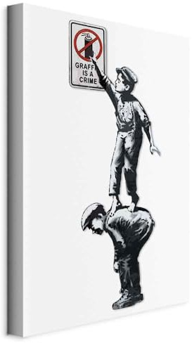 murando - Quadro Acustico Verticale Banksy Graffiti Is a Crime 80x120 cm 1 Pezzo - Canvas con Struttura - Quadri Acustici - Pannelli Fonoassorbenti Decorativi - Decorazione Soggiorno - h-C-0092-b-a