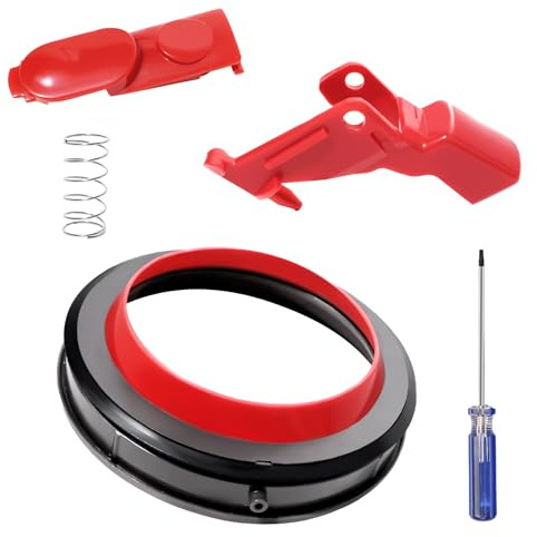 KiimSin Ricambio per accessori per Dyson V11 aspirapolvere, Dust Bin Top Fisso Anello di Tenuta + Clip Latch Tab Pulsante con Molla + Pulsante interruttore a grilletto rinforzato + cacciavite