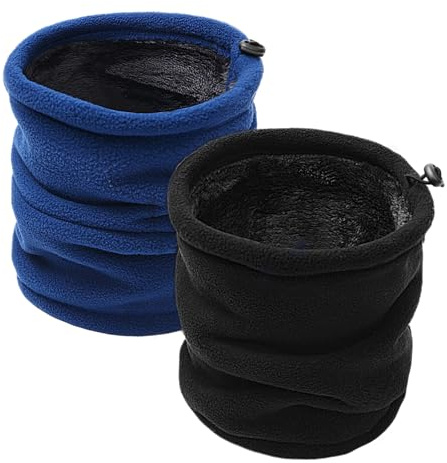 Moling Cache-Col,Tour de Cou en Polaire pour Femme Homme,Écharpe Tubulaire d'Hiver Multifonction,Cagoule et Masque de Ski (bleu+noir)